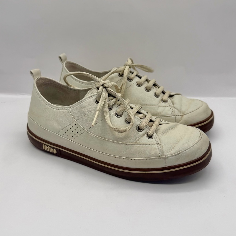 FitFlop Supertone Shoes Womens Size 6 - White Leather Comfort Sneakers 114-089